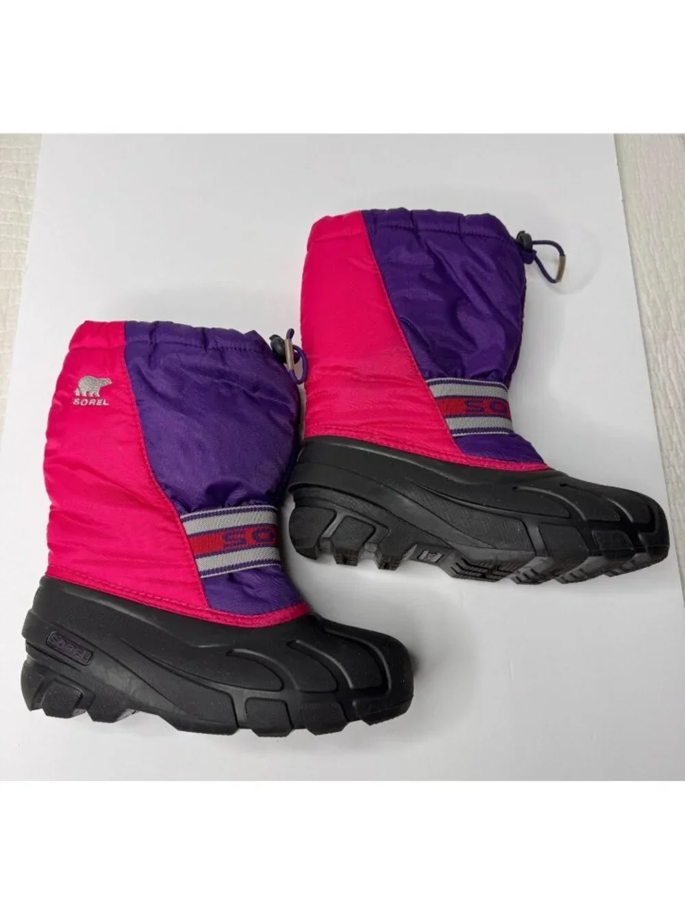 Sorel Flurry Youth Girls SZ 3 Purple Pink Lined Snow Winter Sledding Boots